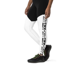 CRY or TRY Sports Leggings, Marquee Logo