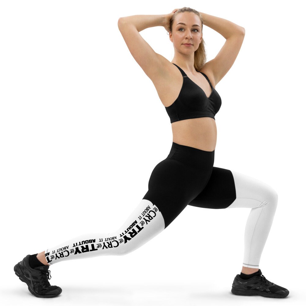 CRY or TRY Sports Leggings, Marquee Logo 