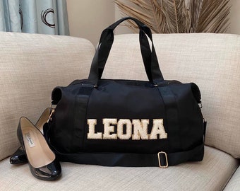 Duffle bag only, Personalized gift, varsity letter patches, weekender bag for women, customized