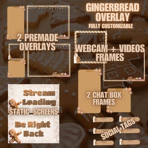 Gingerbread theme stream overlay -Twitch overlay - Christmas overlay