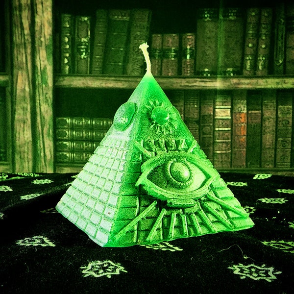 Pyramid All Seeing Eye Candle - Green