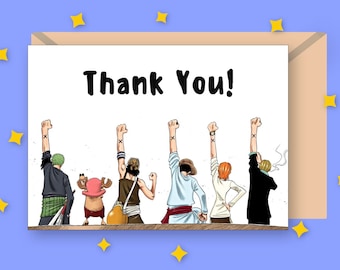 Anime Printable Thank You Card, Digital Download Card