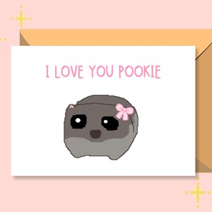 Tarjeta de felicitación imprimible con meme de hámster triste / Tarjeta de San Valentín / Tarjeta de agradecimiento / Tarjeta de cumpleaños / Pixel Art / Descarga digital / Hámster triste