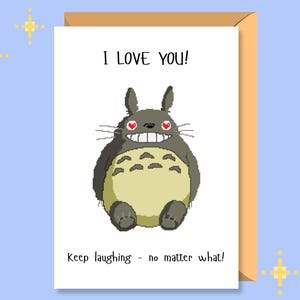 Cartão de agradecimento para impressão Ghibli | Cartão de dia dos namorados | Cartão comemorativo | Cartão de aniversário | Pixel Art | Download digital | Totoro