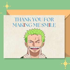 One Piece Anime Danke Karte zum Ausdrucken | Valentinstag Karte | Grußkarte | Geburtstagskarte | Pixel Kunst | Digitaler Download | Zorro