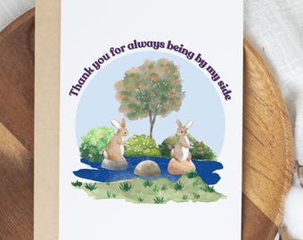 Bunny Printable Thank You Card | Valentine's | Greeting Accessory | Birthday Card | Digital Download