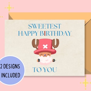 Carte d'anniversaire imprimable Anime One Piece | de voeux | de remerciements | Pixel Art | Téléchargement numérique | Hachoir