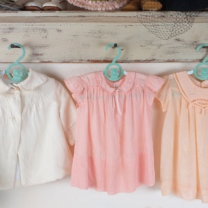 Three Vintage Baby/Teddy Bear/Doll Silk and Cotton Dresses and Coat - All Need Small Repairs - Pull Out Your Needle & Thread!