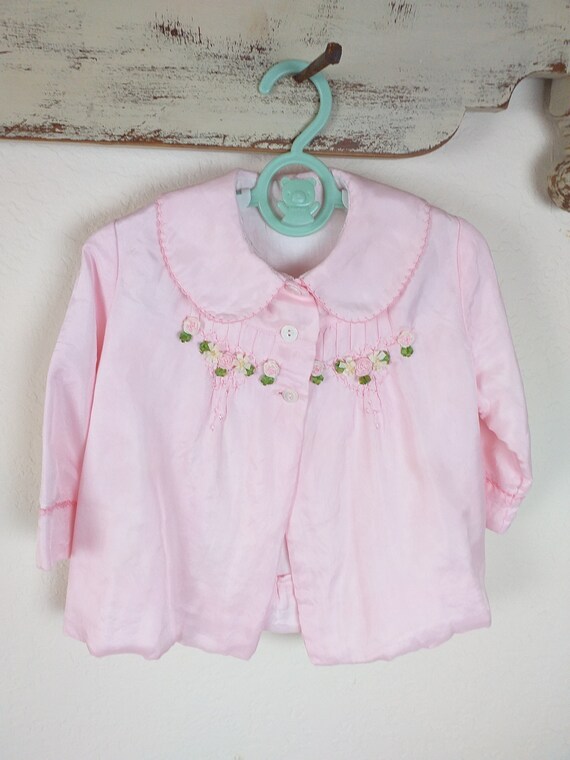 Child's 1950's Little Dainty Pink Lined Jacket wi… - image 4