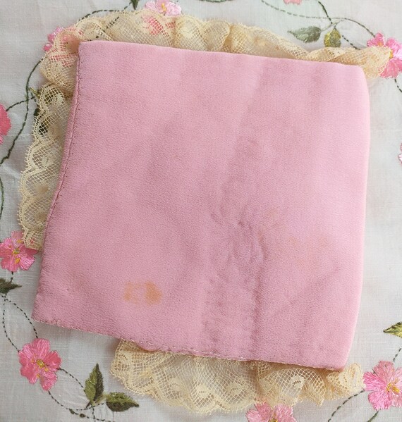 Sweet Little Antique Silk Hanky Keeper with Ribbo… - image 6