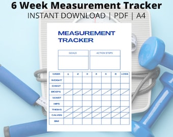 6 WOCHEN Messung Fortschritt Tracker: Sofortiger digitaler druckbarer PDF Download - Fitness Tracker, Progress Tracker, BMI Fortschritt