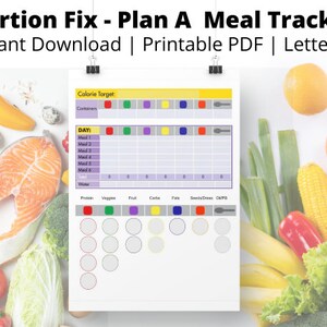 PORTION FIX Daily Meal Tracker : Plan A - Téléchargement numérique instantané - PDF imprimable - Repas Tracker, 21 Day Fix, Container Tracker
