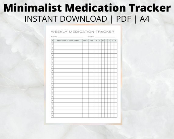 Weekly Minimalist Medication Tracker: Medications, Supplmements, Vitamins,  IVF Medication Organizer, IVF Planner, IVF Medication Tracker iui