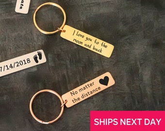 Full Custom Keychain for Husband Wife Married, Gift Ideas for Hubby Wifey, Personalized Keyring Gift for Him, Anniversary Birthday Present