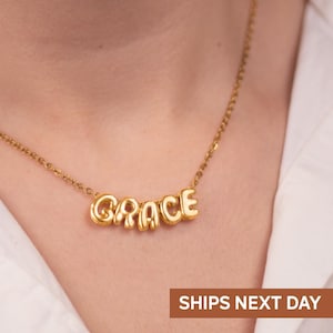 Collar con nombre personalizado: collar con letras 3D personalizadas, joyería con nombre en oro, regalo delicado para niños, niñas y mamás, regalo de Navidad para ella.