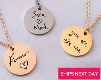 Handwriting Necklace • Custom Engrave Necklace Personal Message • Gold Dainty Necklace for Her Girlfriend Mom Grandma • Personalized Jewelry
