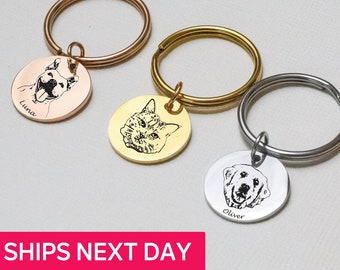 Dad Anniversary Pet Animal Lover Portrait Memorial Keychain Gift Engraved Cat Photo Pet Memorial Loss Remembrance Keyring Car Accessory Gift