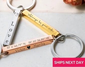 Custom Coordinates 3D Keychain, Anniversary Location Couples, Personalized Special Gift for Boyfriend Husband Brother Engraved Wedding Date