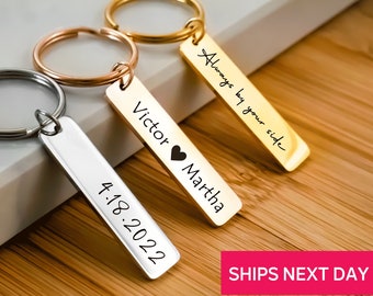 Stainless Steel Metal Custom Keychain | Personalized Keychain for Birthday Anniversary Present, Gift Idea for Him Her Key Chain Boyfriend