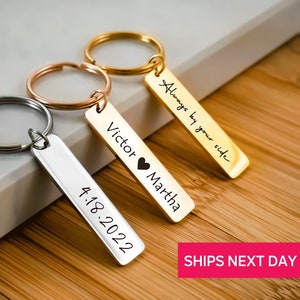 Stainless Steel Metal Custom Keychain | Personalized Keychain for Birthday Anniversary Present, Gift Idea for Him Her Key Chain Boyfriend