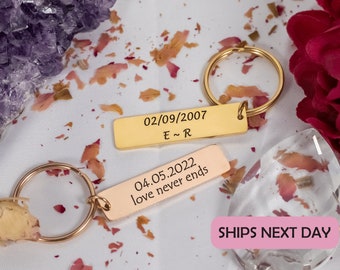 Llavero de calendario de fecha especial, regalo personalizado grabado para ella, fecha para novio, novia, día de San Valentín para ella, regalo
