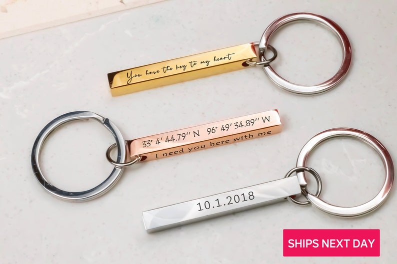 Personalized Location Coordinates 3D Keychain Engraved Custom Etsy