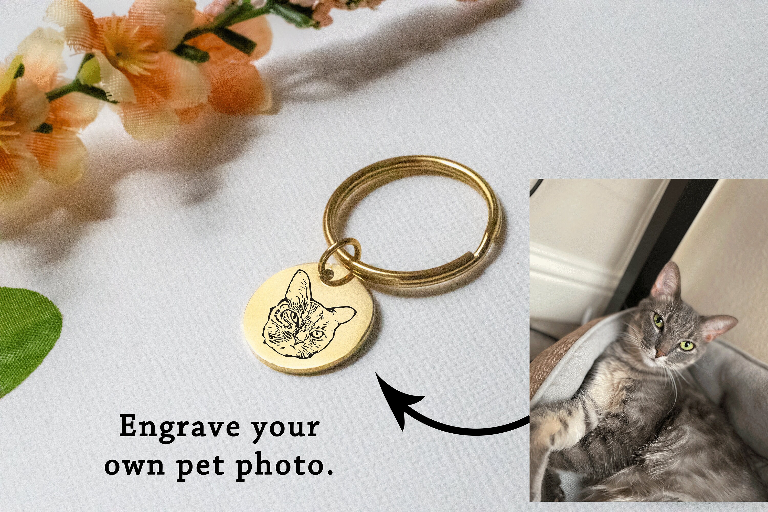 Custom Pet Portrait Keychain Personalized Cat Dog Memorial Etsy Australia