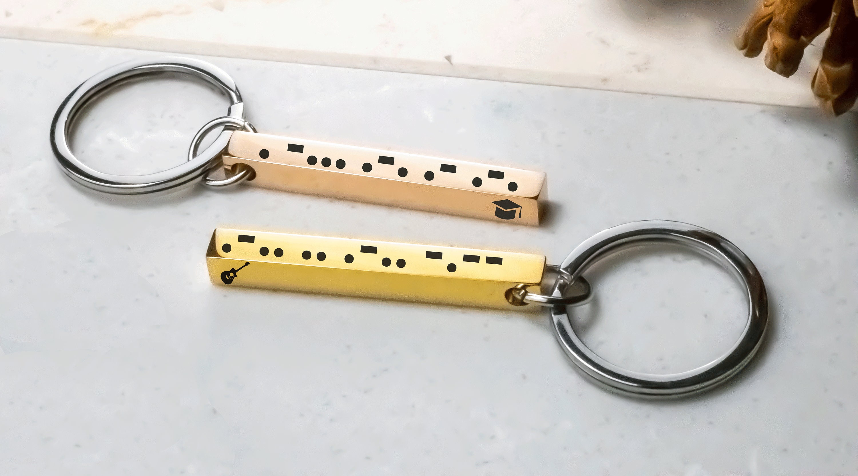Morse Code 3D Bar Keychain Custom, Personalized Message Coordinates ...