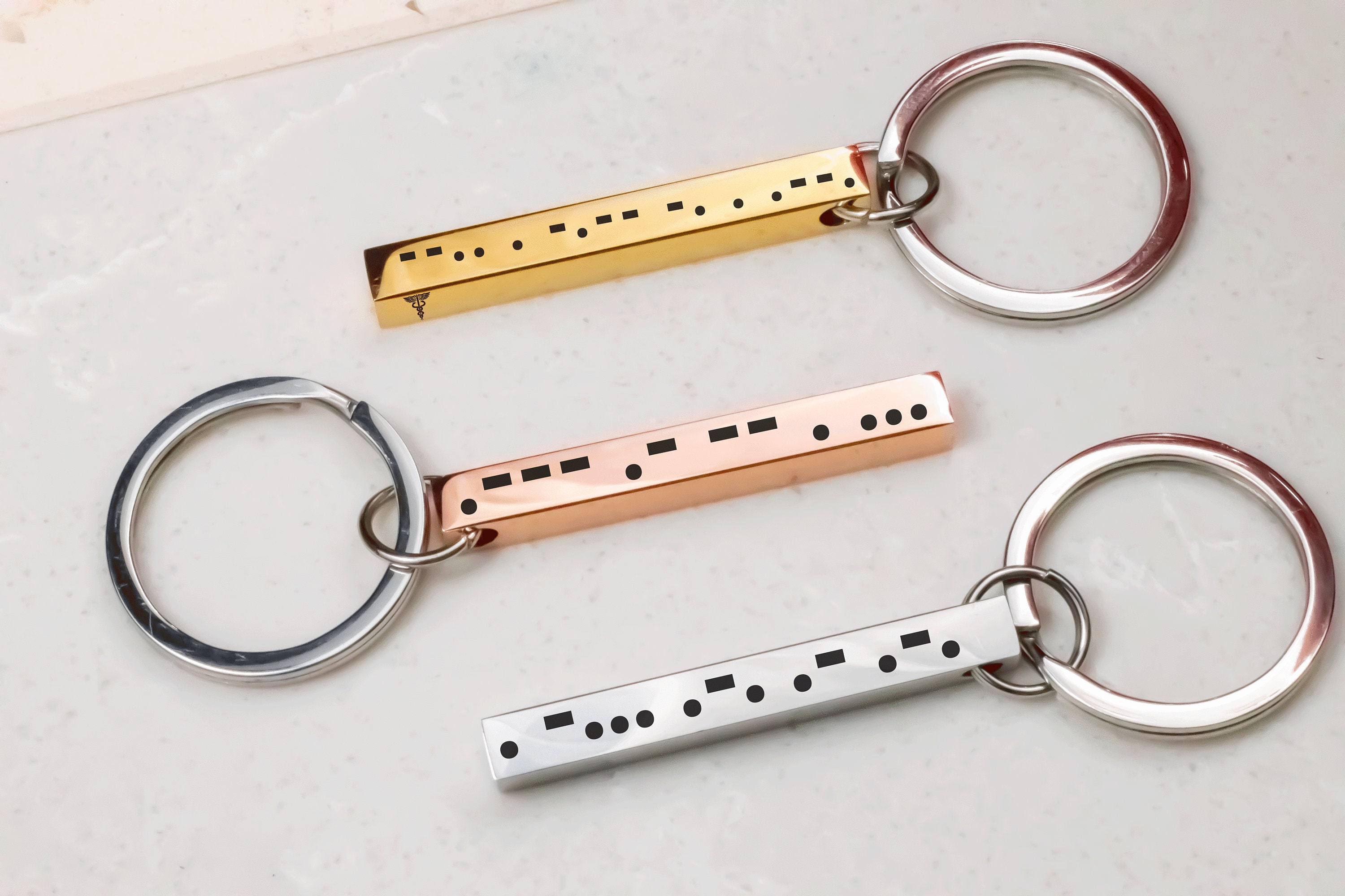 Morse Code 3D Bar Keychain Custom, Personalized Message Coordinates ...