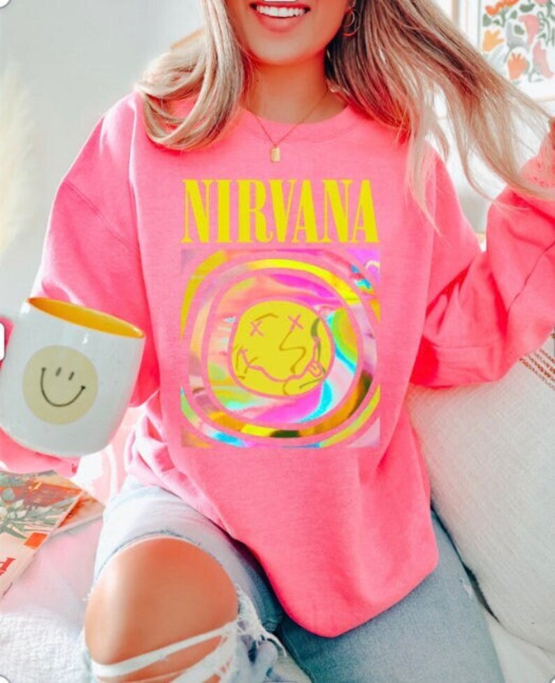 Nirvana Preppy Sweatshirt, Oversized Sweatshirt,preppy Crewneck, Summer