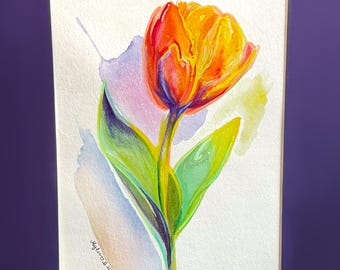 静物油絵。チューリップの花瓶の絵。絵画アート。 - Etsy 日本
