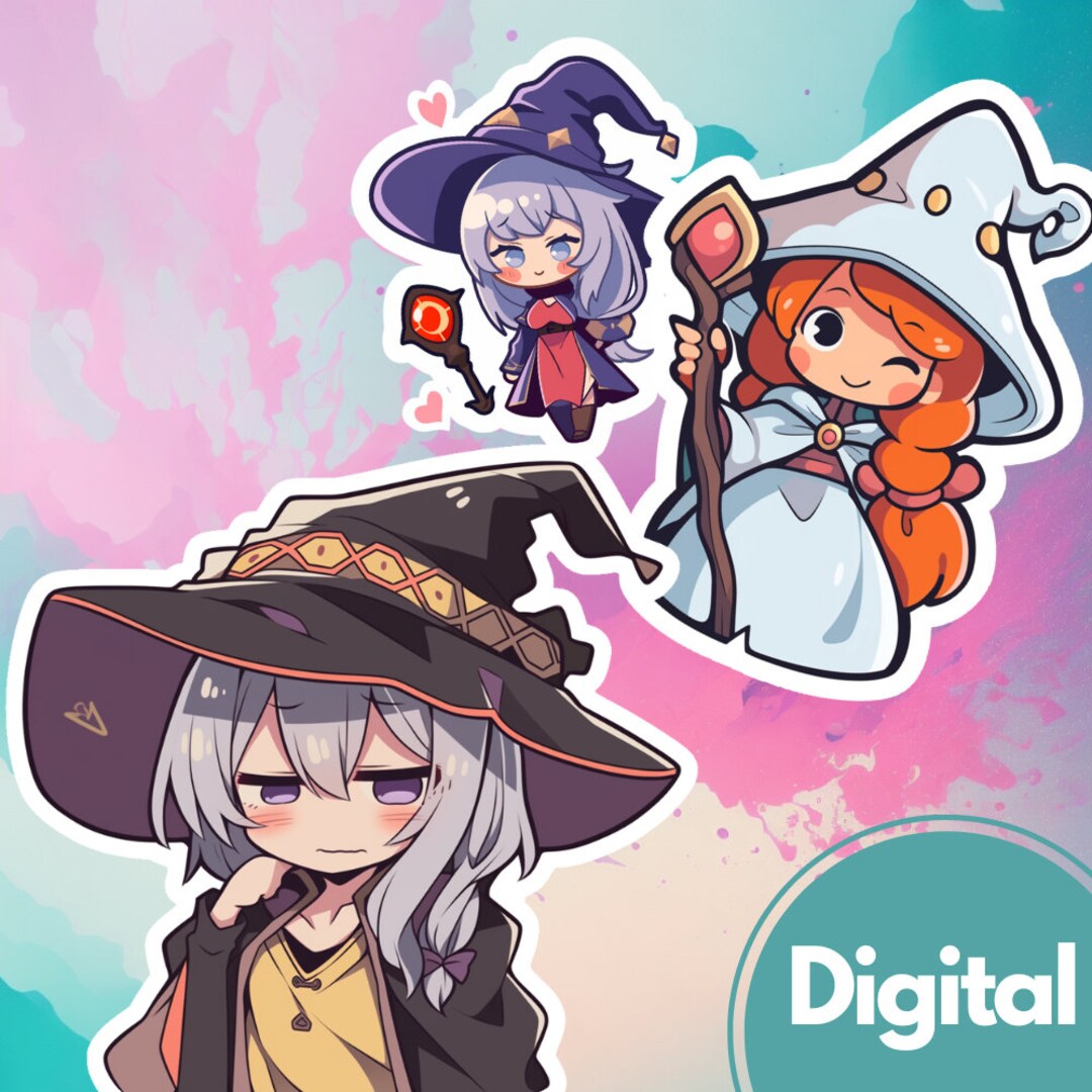 30 Cute Magic Girls Stickers PNG, High Quality PNG Stickers, Witch ...