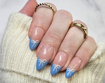 Bow with Pearl Accent French Manicure Press On Nail Set