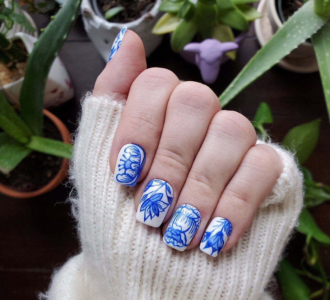 Blossoming Watercolor Flower Nail Design