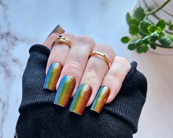 Reflective Rainbow Press On Nail Set