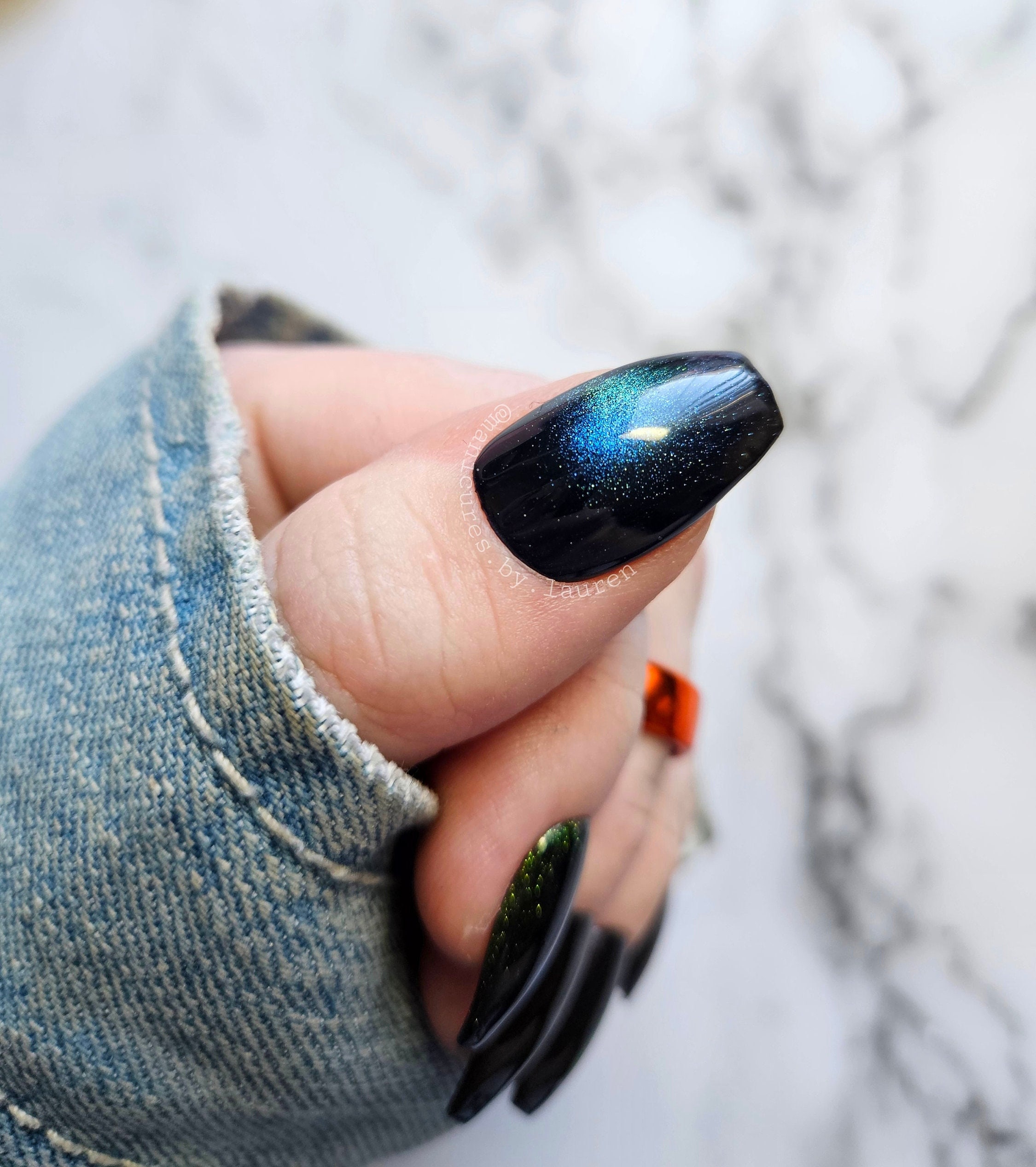 Rainbow Cylindrical Cat Eye Magnetic Press on Nail Set - Etsy UK