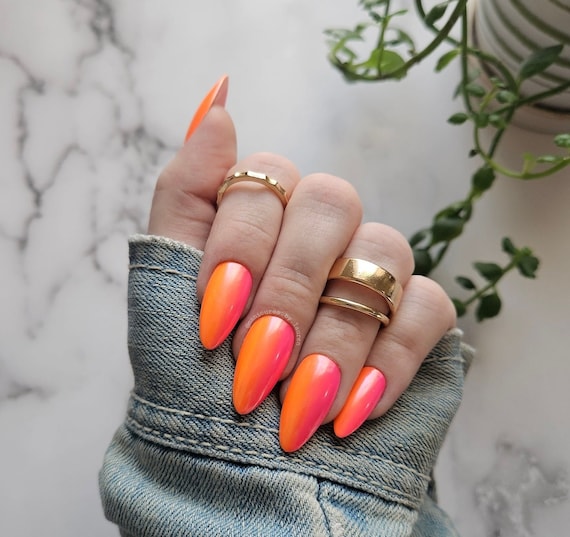 orange chrome nails