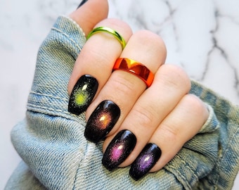 Regenboog cilindrische Cat Eye magnetische pers op nagelset