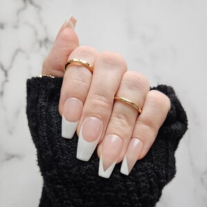 Custom Shape and Color French Manicure Press On Nail Set