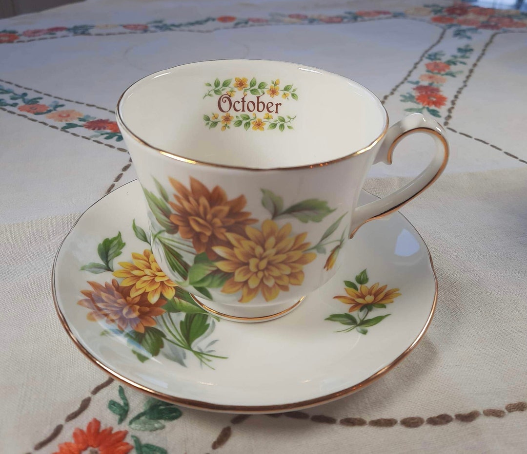 Flower of the Month October Teacup/ China Tea Cup October