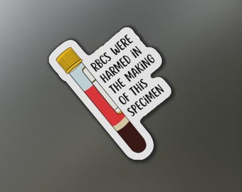 Imán divertido de muestra de sangre hemolizada, regalo para técnico de laboratorio, humor de laboratorio, flebotomía, calcomanía para tubo de sangre, imán para técnico médico, semana del laboratorio, regalo para enfermeras