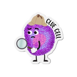 Imán humorístico de Clue Cell Lab Tech, regalo para técnico de laboratorio, calcomanías para nerds científicos, imán divertido de tecnología médica, biólogo, estudiante de microbiología imagen 3