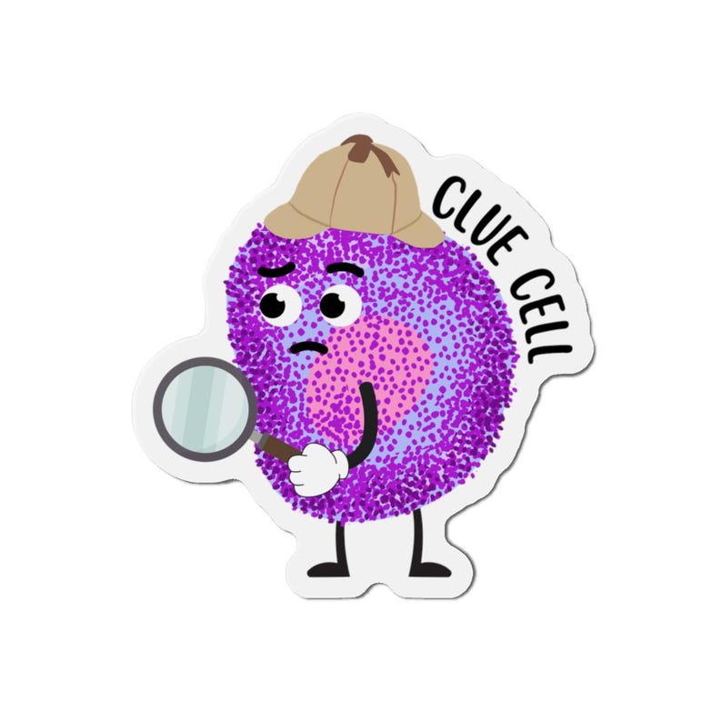 Imán humorístico de Clue Cell Lab Tech, regalo para técnico de laboratorio, calcomanías para nerds científicos, imán divertido de tecnología médica, biólogo, estudiante de microbiología imagen 3
