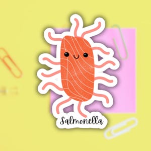Microbiology Funny Salmonella Sticker, Science Decals for Laptop, Water Bottle & More, Cute Lab Geek Gift, Bacteria Educational Decor