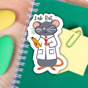 Lab Ratte Aufkleber - Wissenschaft Liebhaber Geschenk, niedliches Tierdesign, Laptop Aufkleber, Wasserflasche Aufkleber, Lab Week, Lab Tech Geschenk, Med Tech Studenten