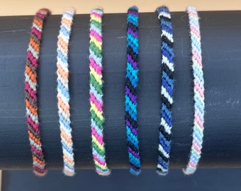 CUSTOMIZABLE Candy Stripe Friendship Bracelet | Thread Bracelet & Anklet | Woven String Bracelets | Waterproof Adjustable Custom Bracelets