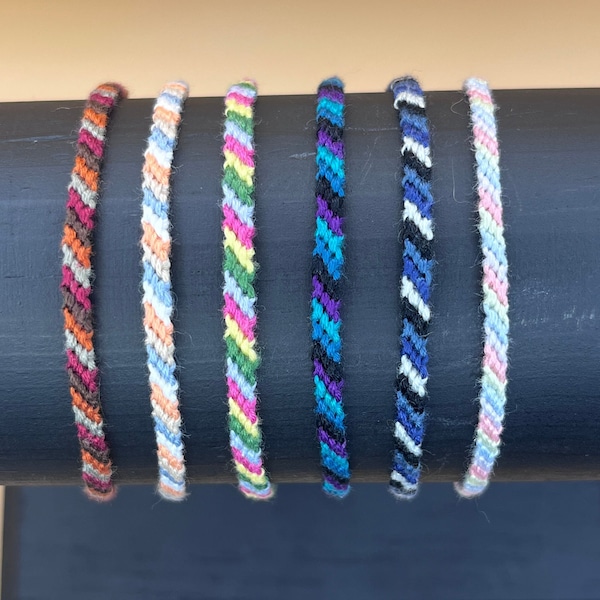 CUSTOMIZABLE Candy Stripe Friendship Bracelet | Thread Bracelet & Anklet | Woven String Bracelets | Waterproof Adjustable Custom Bracelets