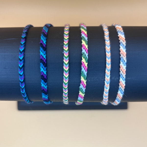 2 Bracelet Pack | Gift Set Fishtail & Candy Stripe Friendship Bracelet | Woven String Bracelet | Waterproof Bracelet | Thread Bracelet