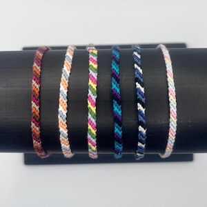 CUSTOMIZABLE Candy Stripe Friendship Bracelet | Thread Bracelet & Anklet | Customizable Adjustable Waterproof Woven String Thread Bracelet