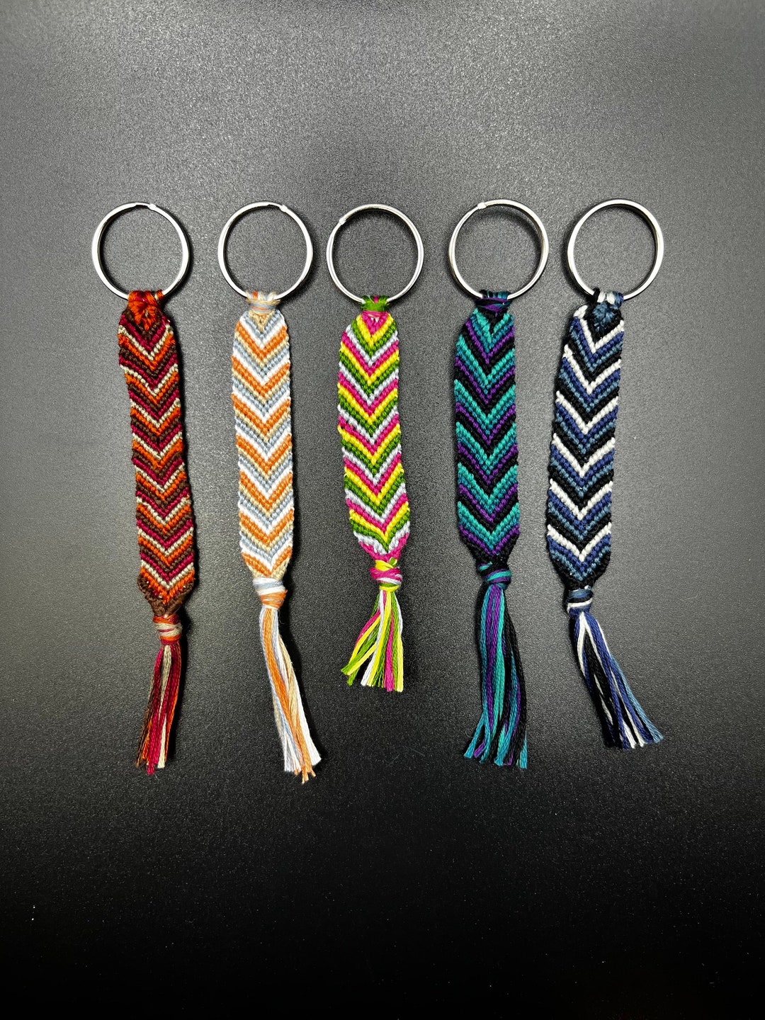 Woven Chevron Keychain | Threaded Friendship Keychain - Etsy